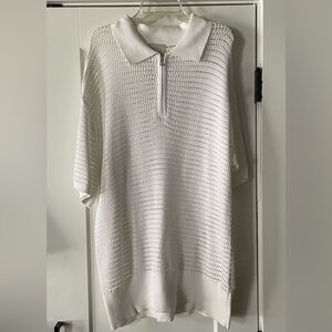 🤍Varley White Open Weave Collared Quarter Zip Golf Top – Size XL🏌🏼‍♀️